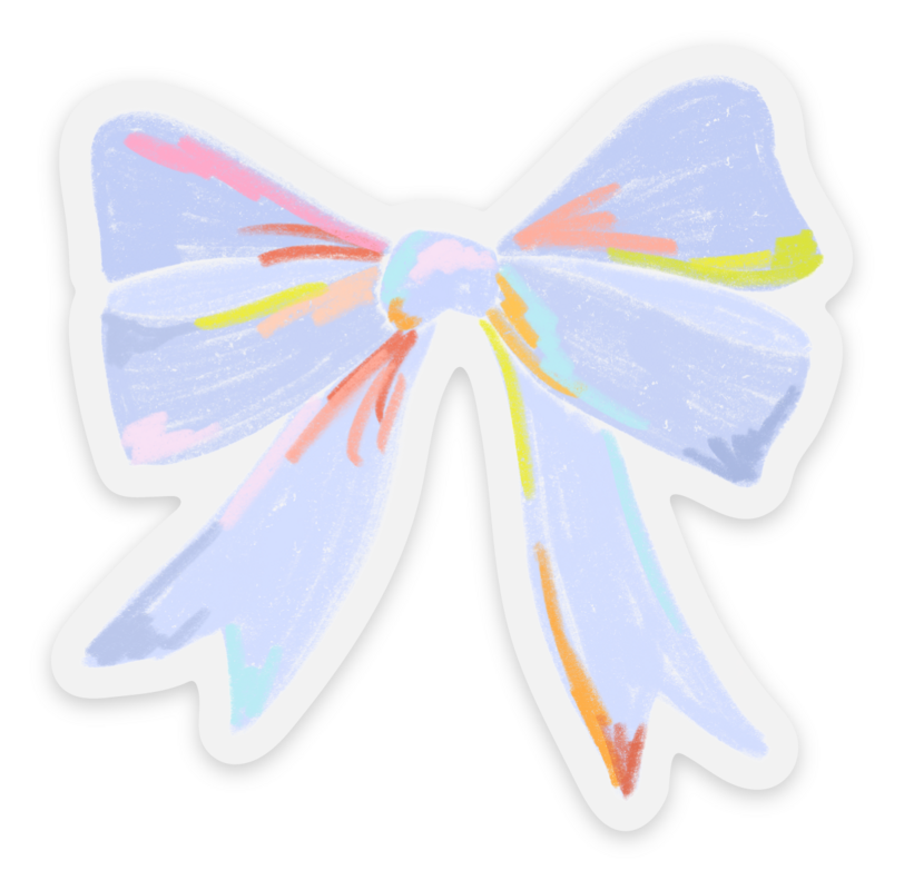 Clear Periwinkle Bow Sticker, 2.5x2.45in.
