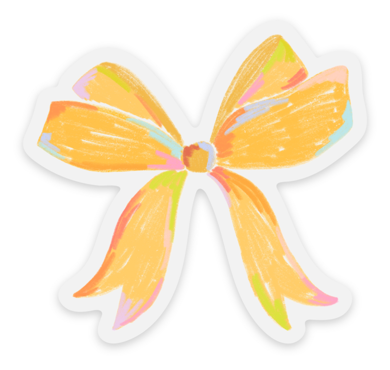 Clear Yellow Bow Sticker, 2.4x2.26in.