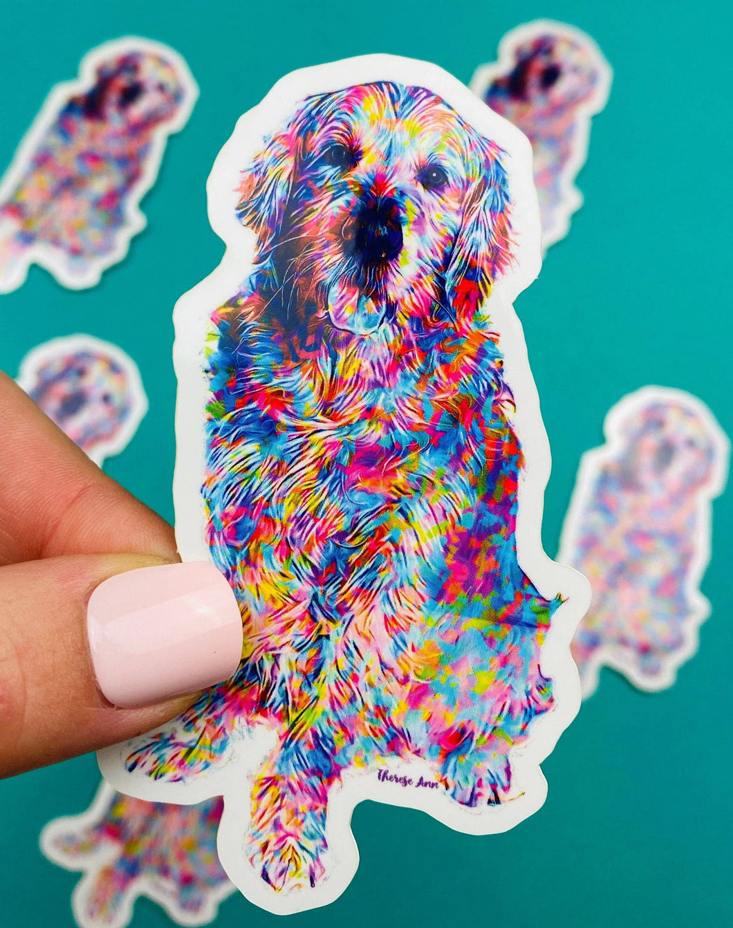 Golden Retriever Sticker Colorful Abstract Cute Dog Sticker